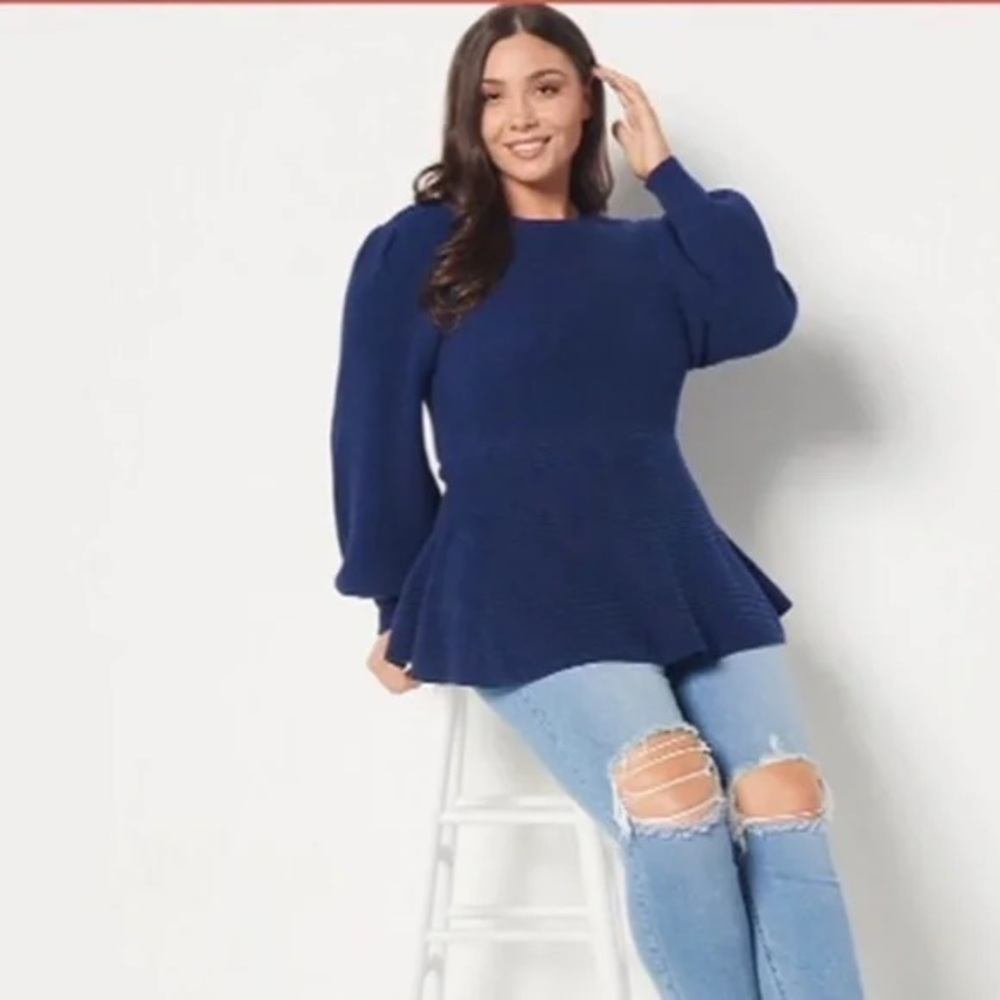 GIRL WITH CURVES Sweater Peplum Top A458127